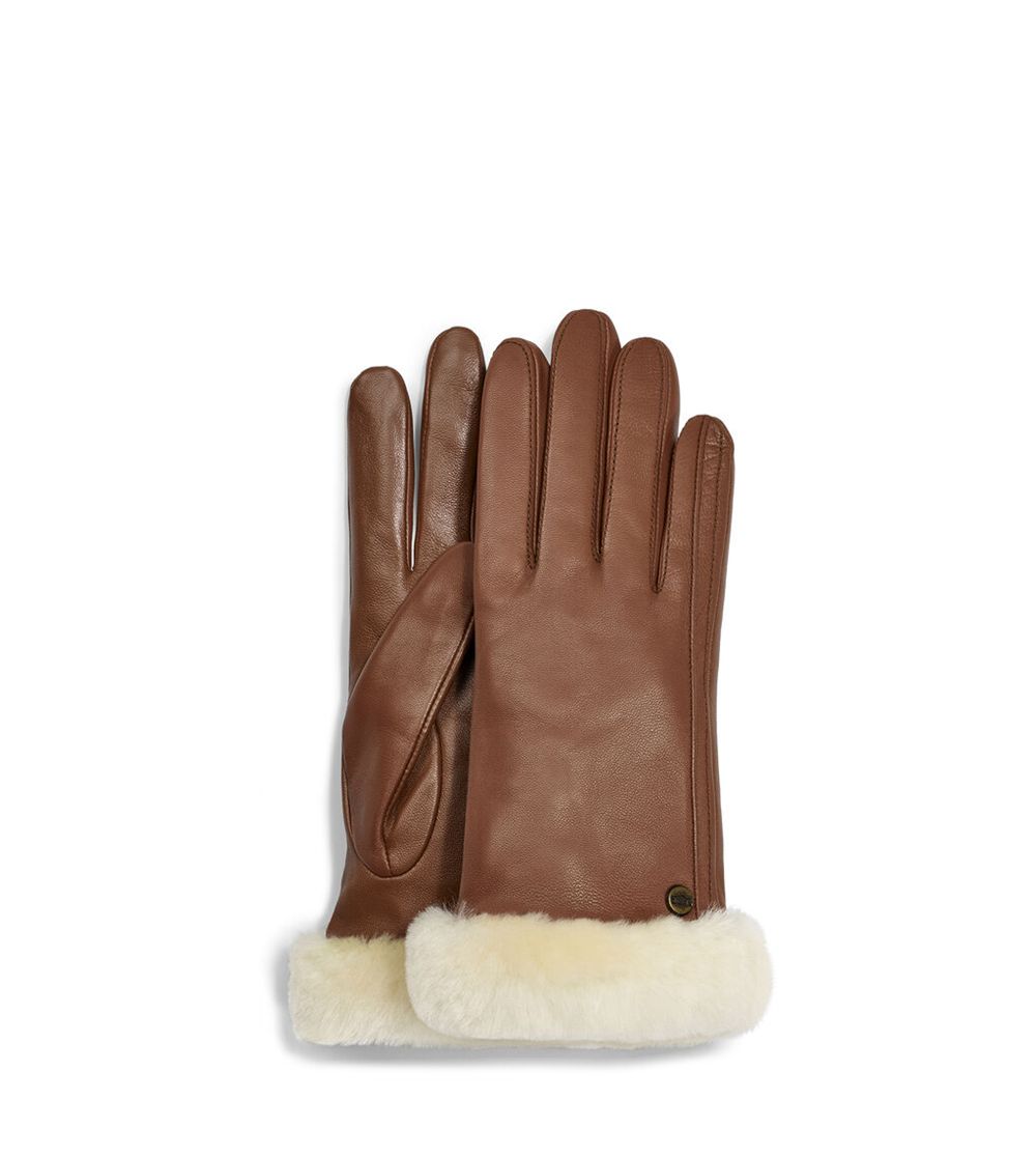 Ugg Classic Leather Y Tech - Womens Gloves - Brown - NZ (3526MNDEC)